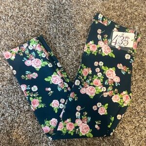Matilda Jane 435 Girls In The Valley Navy Blue Pink Floral Jeggings | Size 14